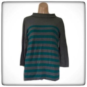 Loft 3/4 Sleeve Striped Comfortable Sweater Size M